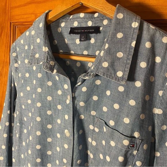 Tommy Hilfiger Polka Dot Chambray Button Down Shirt - Picture 4 of 8